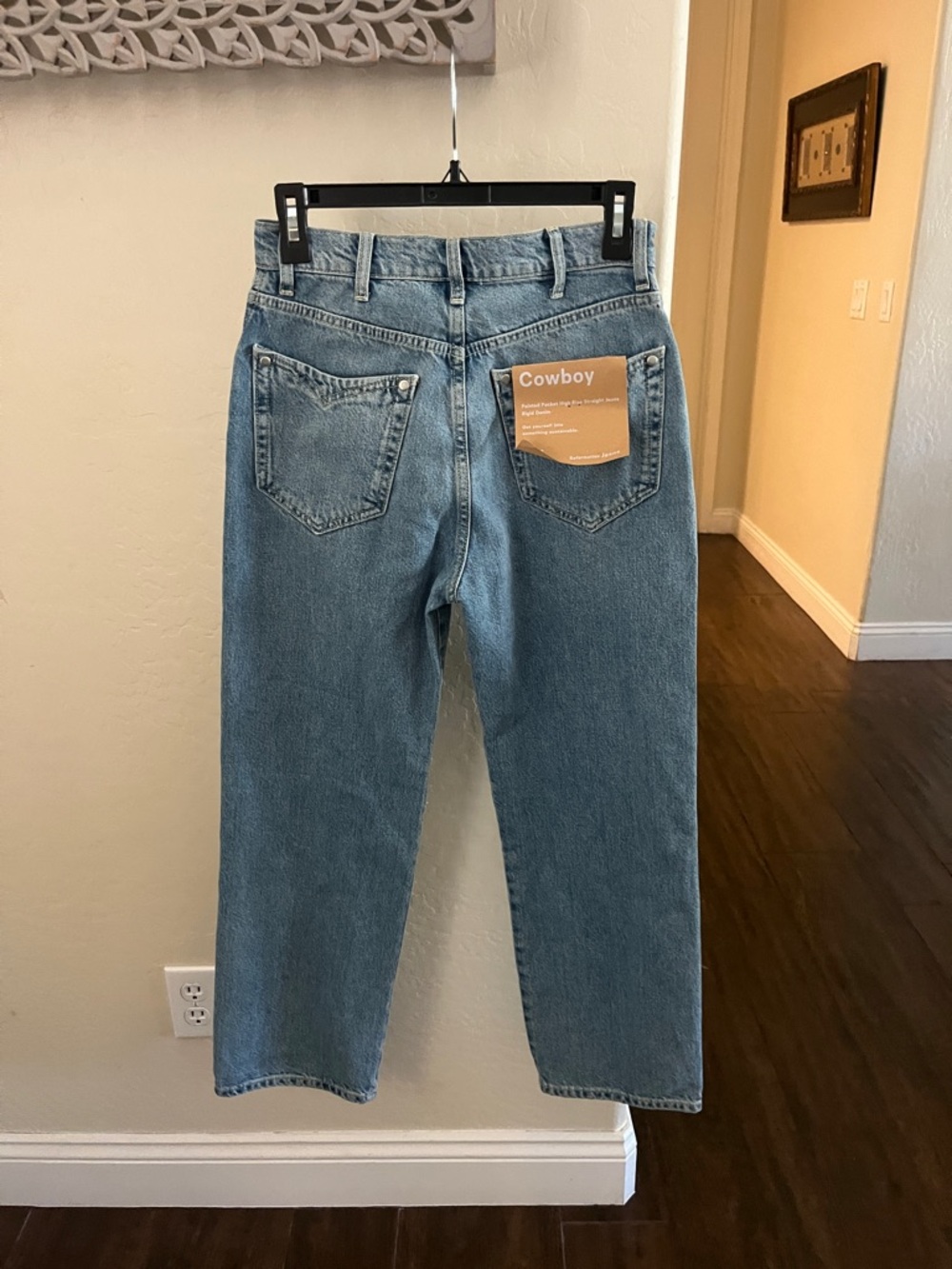 NWT REFORMATION COWBOY POINTED POCKET HIGH RISE STRAIGHT JEANS - Picture 5 of 8